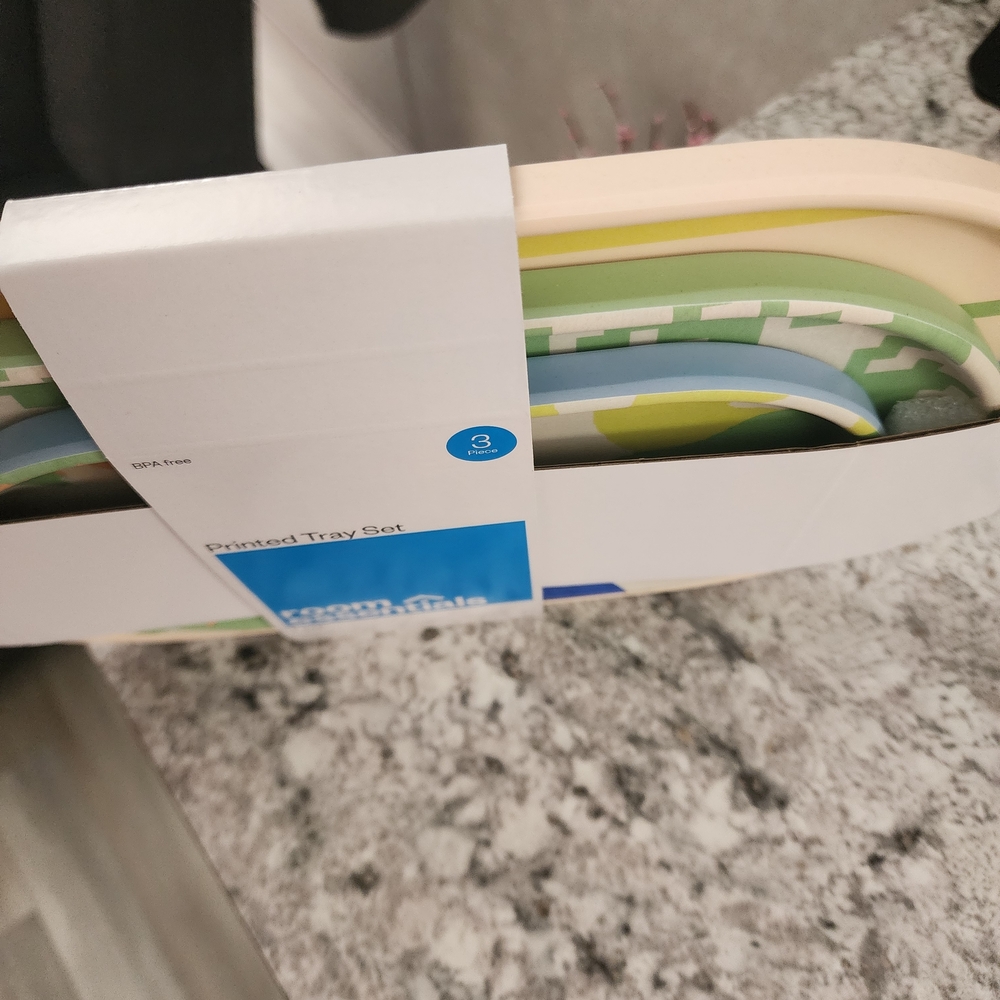 New Room Essentials Multicolor Patterned Tray Set 3, From Target. - Picture 3 of 10